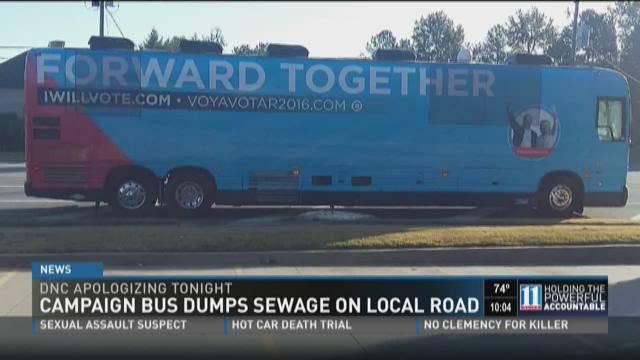 Bus campaigning for Hillary Clinton dumps sewage on Gwinnett County street